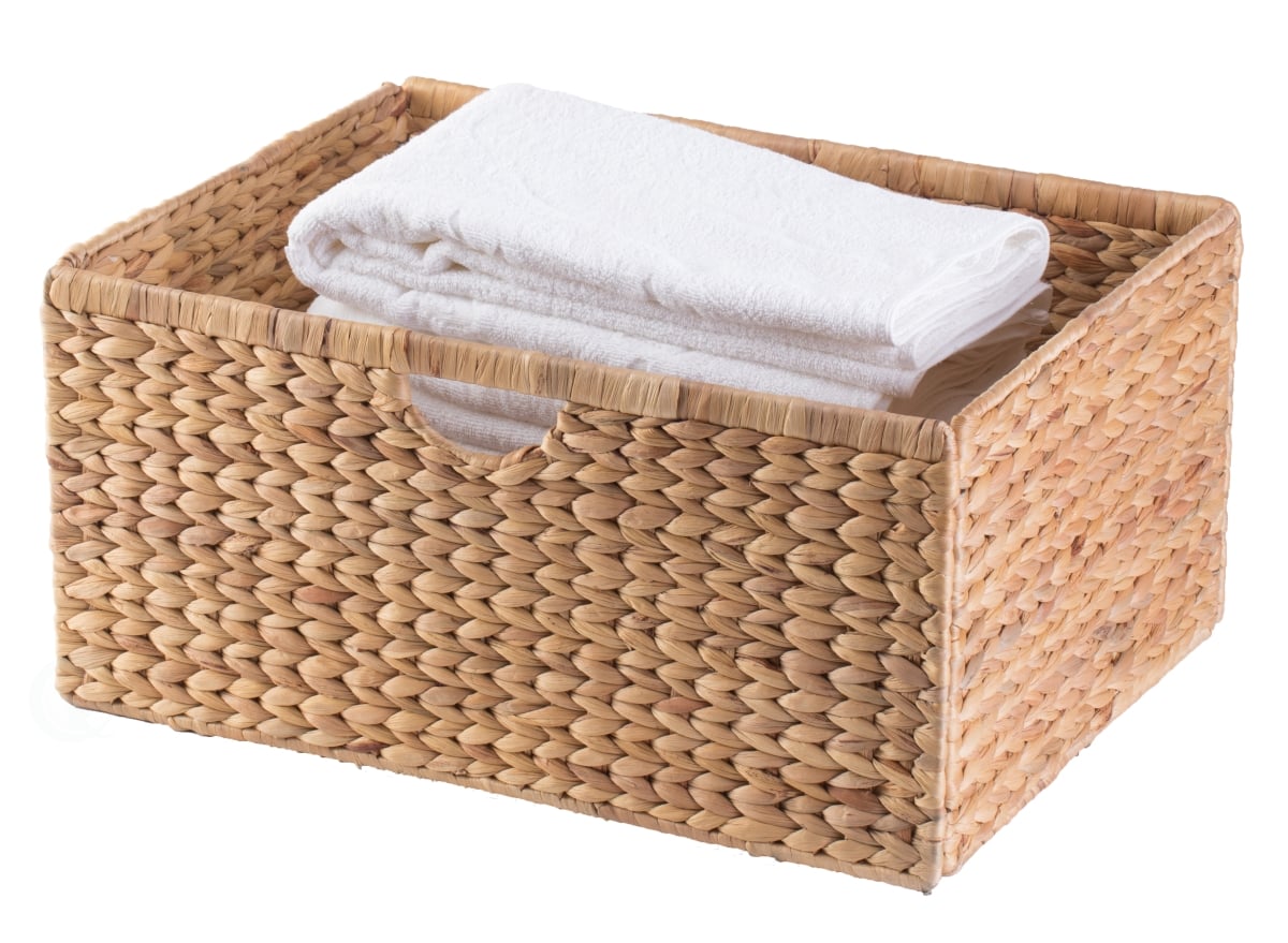 Picture of Vintiquewise QI003545.L Large Hyacinth Basket - Rustic Handwoven Multipurpose Foldable Storage Organizer Decorative Laundry Totes and Woven Storage Bin for Bedroom, Living Room, Bathroom, Pantry and Closet