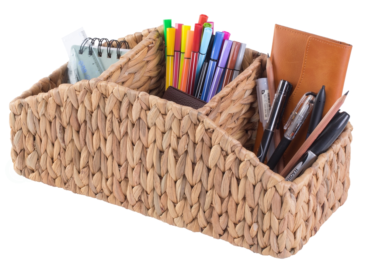 Picture of Vintiquewise QI003548 6 x 13.75 x 6 in. Natural Water Hyacinth Storage Decorative Desk Organizer Caddy Basket, Brown
