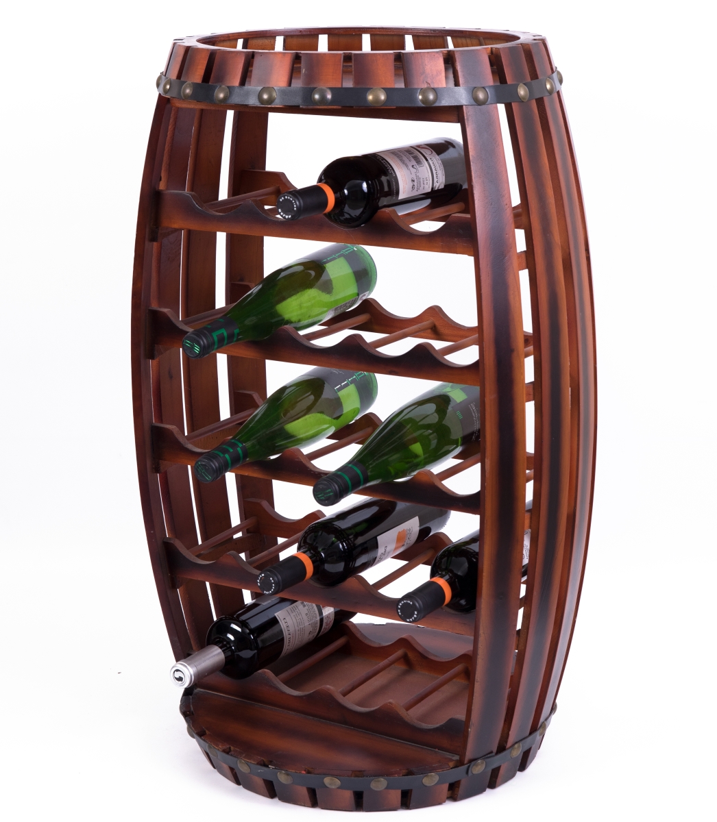 Picture of Vintiquewise QI003604L 31 x 15.25 x 15.25 in. Rustic Barrel Shaped Wooden Wine Rack for 23 Bottles, Brown