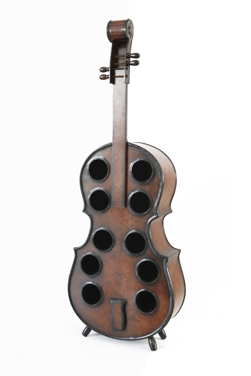 Picture of Vintiquewise QI003607L 53 x 19 x 7 in. Decorative 10 Bottle Wooden Cello Shaped Floor Violin Wine Rack, Brown