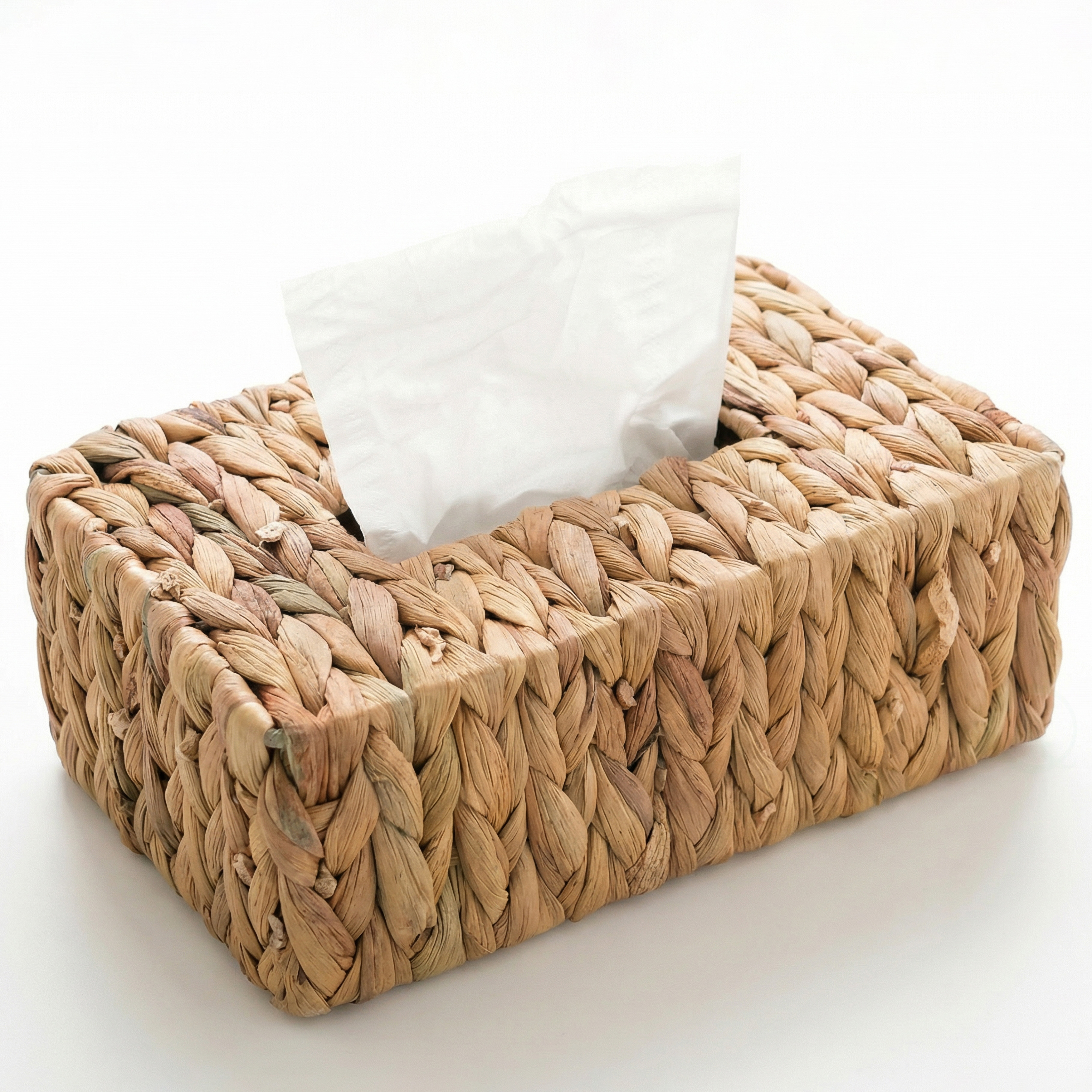 4 x 10 x 6 in. Water Hyacinth Wicker Rectangular Tissue Box Cover, Brown