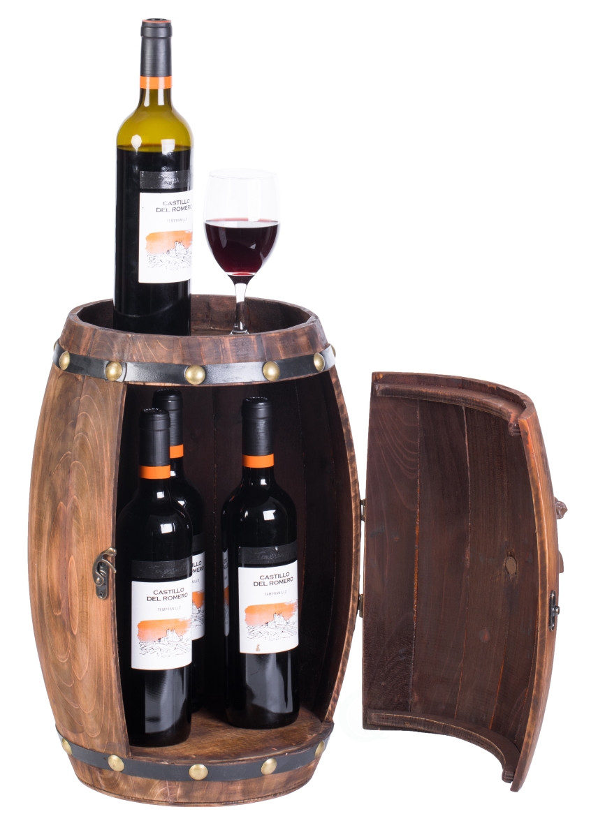 Picture of Vintiquewise QI003659 17.5 x 14.25 x 9.25 in. Wooden Barrel Shaped Vintage Decorative Wine Storage Rack, Brown