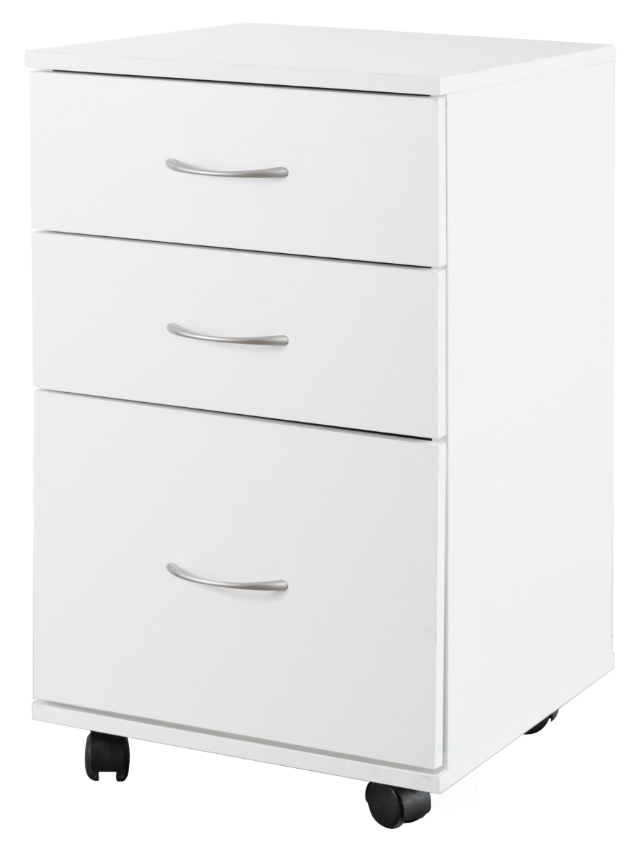 25.75 x 15 x 16.25 in. Office File Cabinet 3 Drawer Chest with Rolling Casters, White