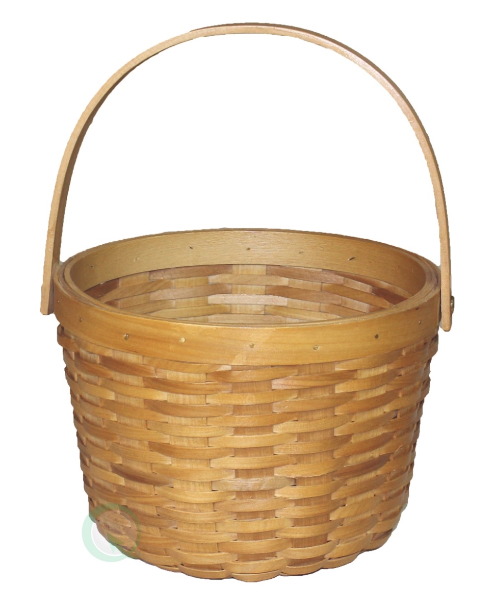 Picture of Vintiquewise QI003151 6 in. Wood Chip Apple Picking Basket&#44; Brown - Small