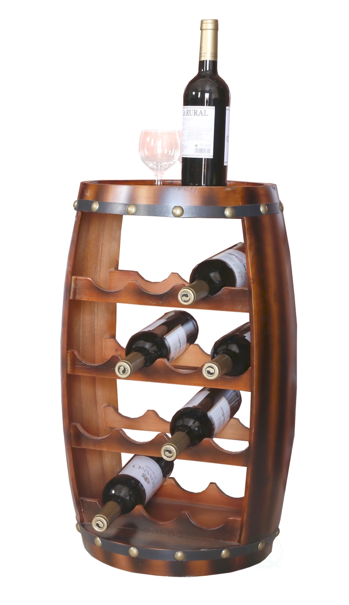 Picture of Vintiquewise QI003283 24.5 x 13 x 13 in. Wooden Barrel Shaped 14 Bottle Wine Rack, Brown
