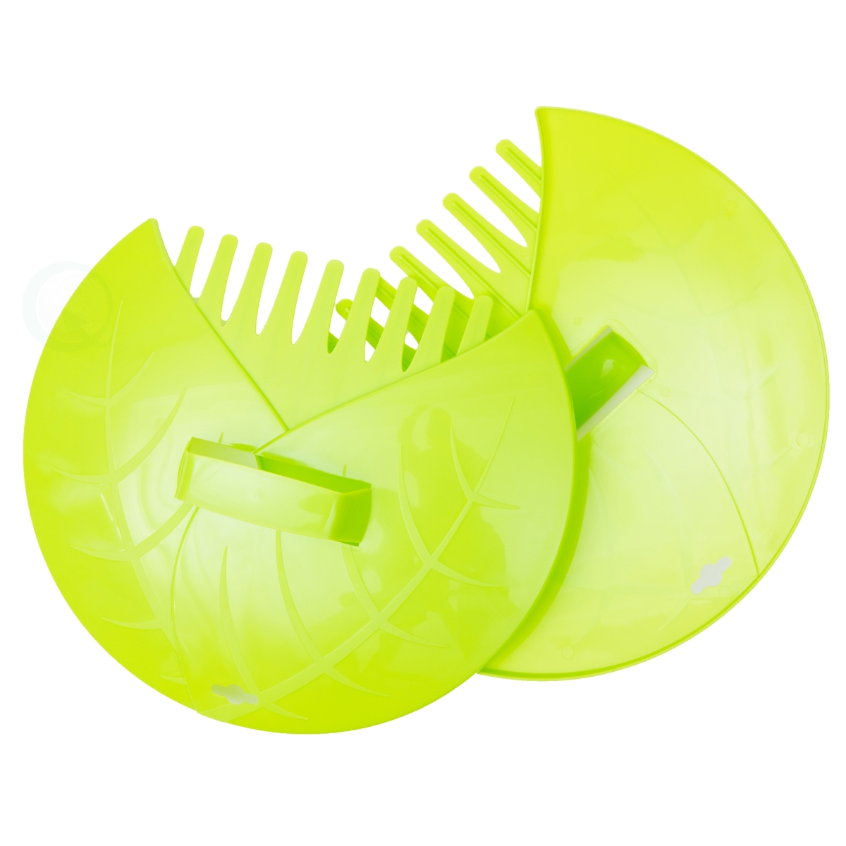 QI003286 Pair of Leaf Scoops Plastic Hand Rake for Yard Cleanup, Green