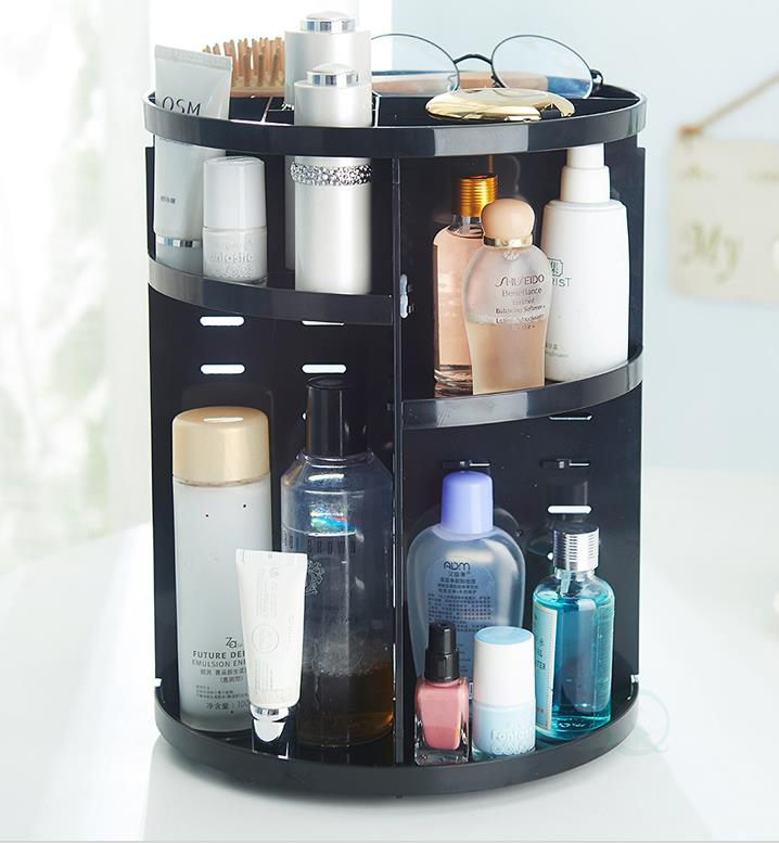 Picture of Basicwise QI003297 9 x 12 in. Rotating Cosmetic Storage Tower Makeup Organizer, Black