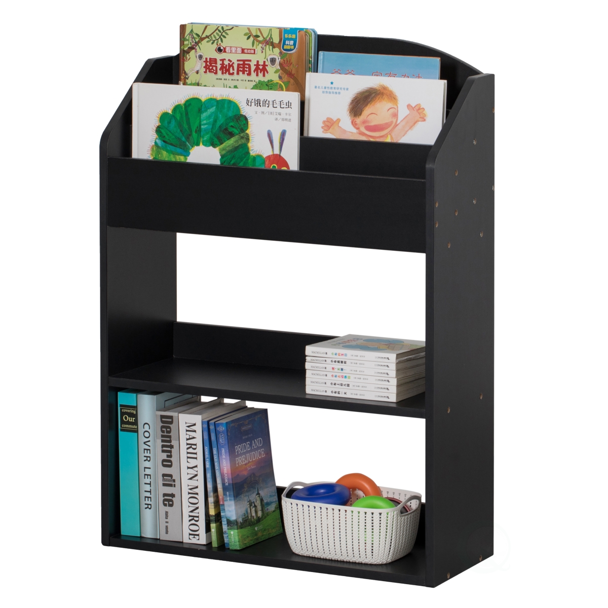 Picture of Basicwise QI004151.BK 33.5 x 23.5 x 9.5 in. Modern Wooden Playroom Bedroom Living & Office Storage Bookcase with Shelf&#44; Black