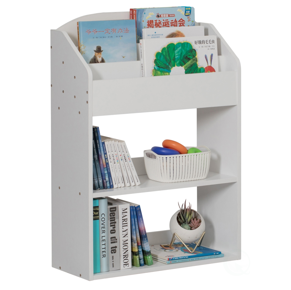 Picture of Basicwise QI004151.WT 33.5 x 23.5 x 9.5 in. Modern Wooden Storage Bookcase with Shelf for Playroom Bedroom Living & Office&#44; White