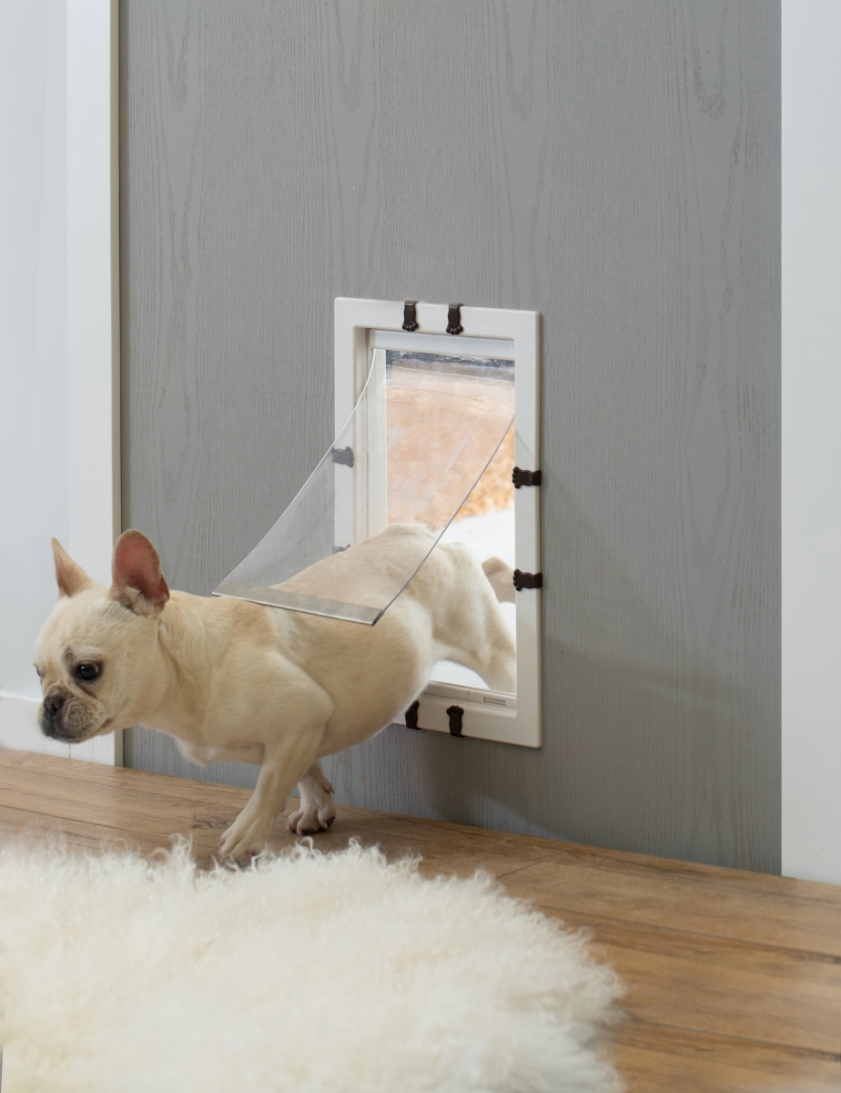 Picture of PawsMark QI003707 14 x 9 x 2.25 in. Plastic Pet Door with Soft Window Flap for Interior & Exterior&#44; White