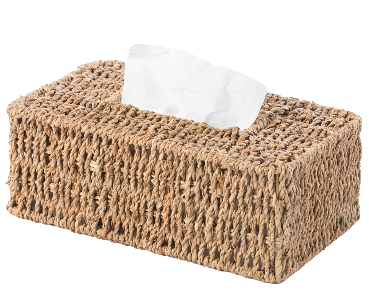 Woven Seagrass Wicker Rectangular Tissue Box Cover Holder, Natural