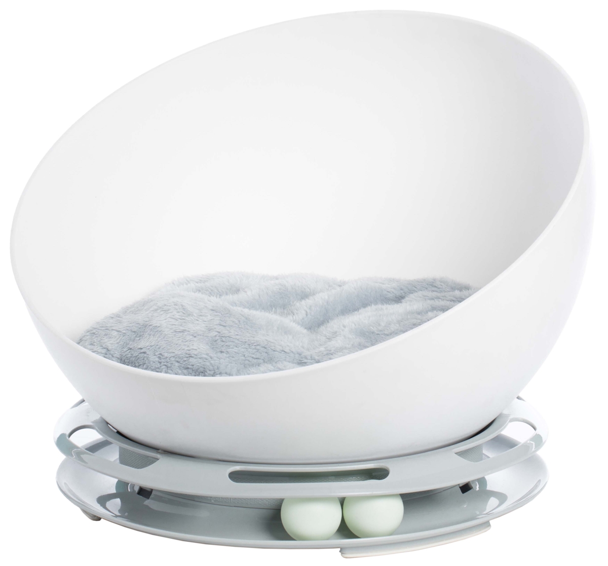 Picture of PawsMark QI003726 12 x 16 x 15 in. Plastic Bowl Shaped Sleeping Bed House Cat Cave Lounge with Ball Toy