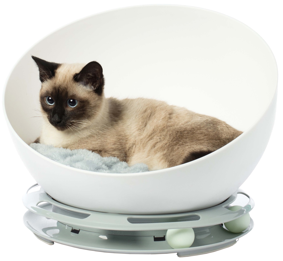 Picture of PawsMark QI003726 12 x 16 x 15 in. Plastic Bowl Shaped Sleeping Bed House Cat Cave Lounge with Ball Toy