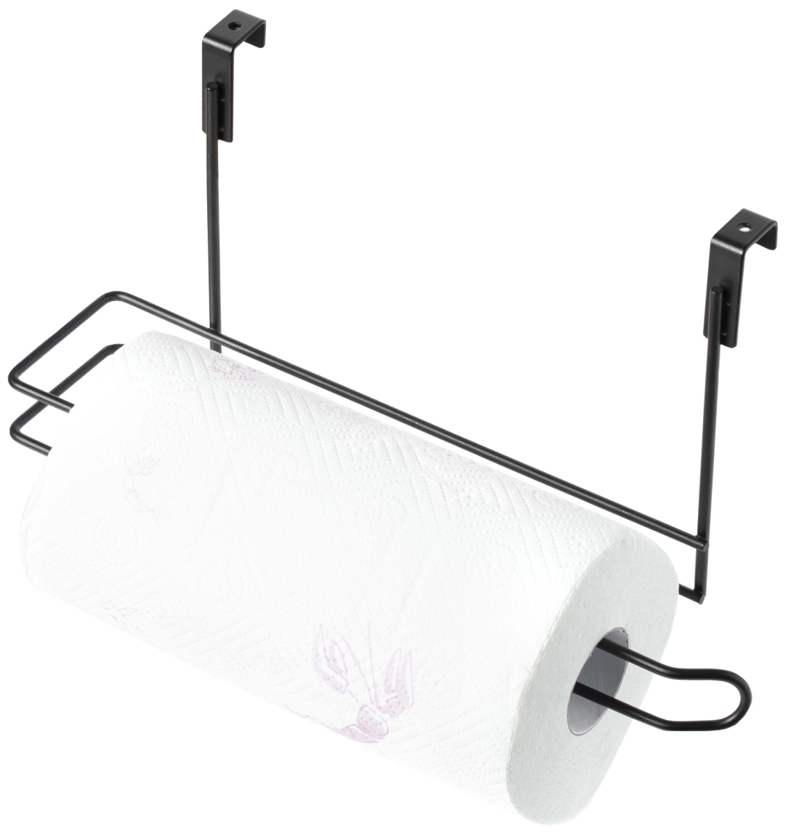 Picture of Basicwise QI003807 Hanging Paper Towel Holder Over-the-Cabinet Door Organizer Rack Space-Saving Kitchen and Under-Sink Storage Solution for Standard Rolls with Easy Access for Home Office and Everyday Use