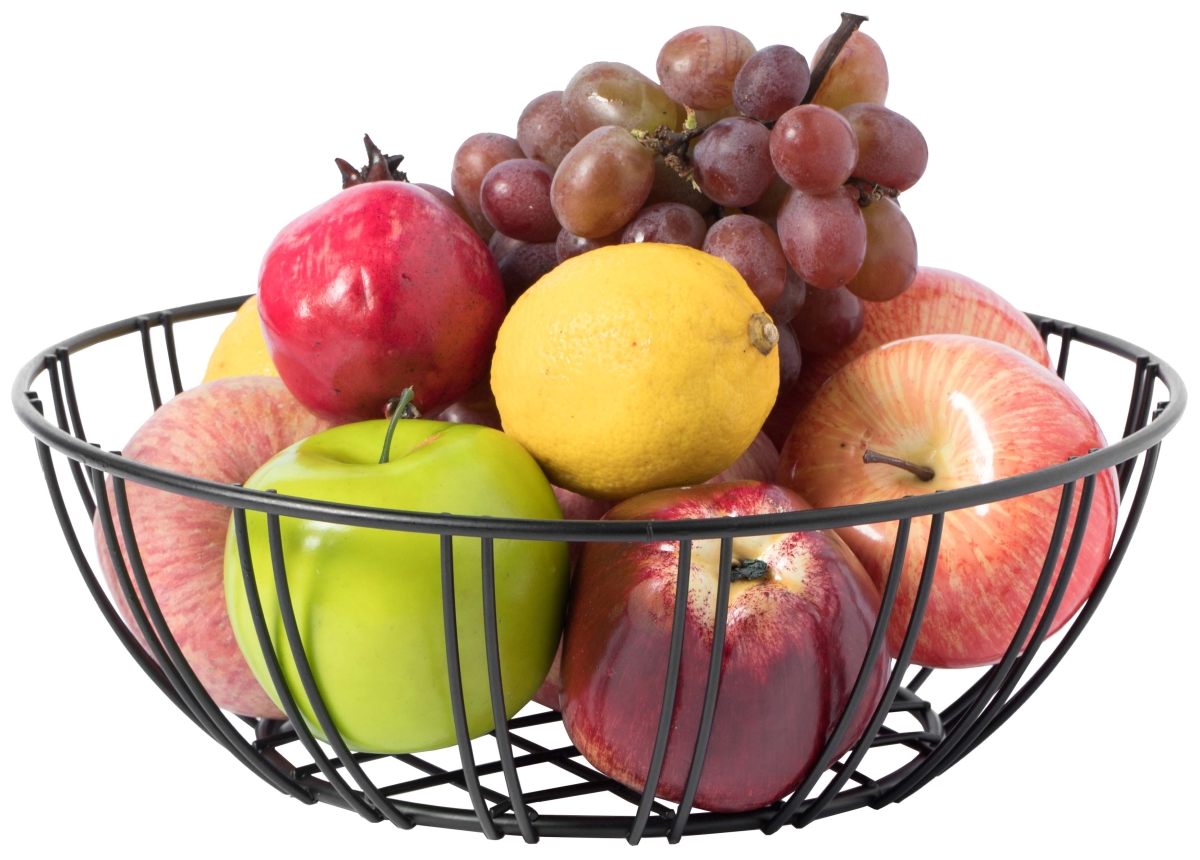 Picture of Basicwise QI003810 11 x 3.50 in. Wire Iron Basket Fruit Bowl, Black - Round