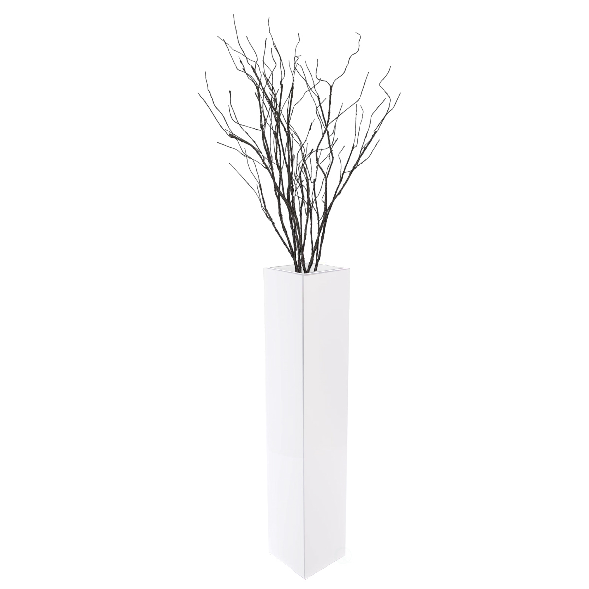 Picture of Uniquewise  QI004184.L 40 inch Tall Rectangular Wooden Modern Floor Vase - Sleek Contemporary Decor Accent for Living Room&#44; Bedroom&#44; Hallway and Entryway - Handcrafted Decorative Display Piece with Elegant Design&#44; White