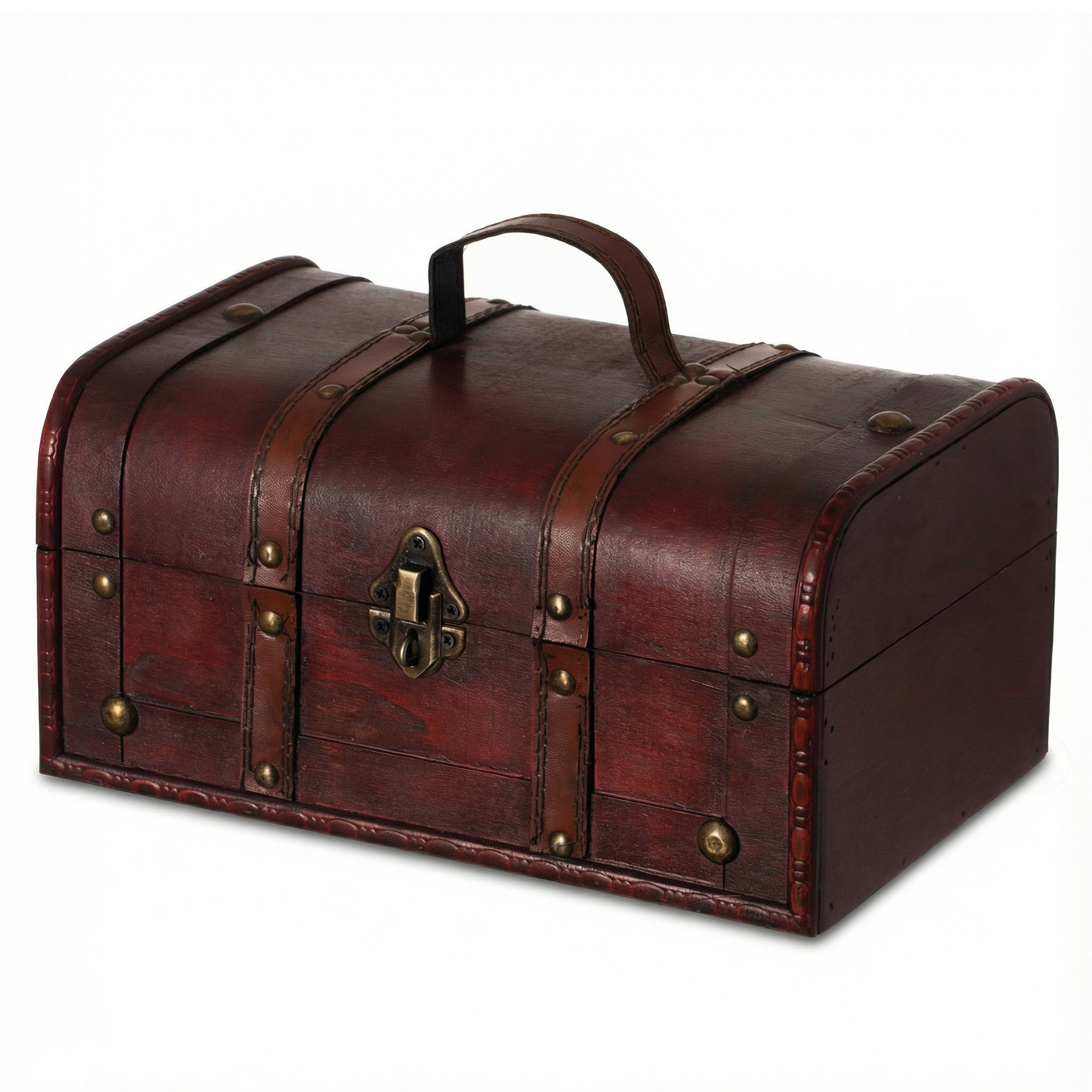 11 x 7 x 5.5 in. Decorative Vintage Wood Treasure Box, Cherry
