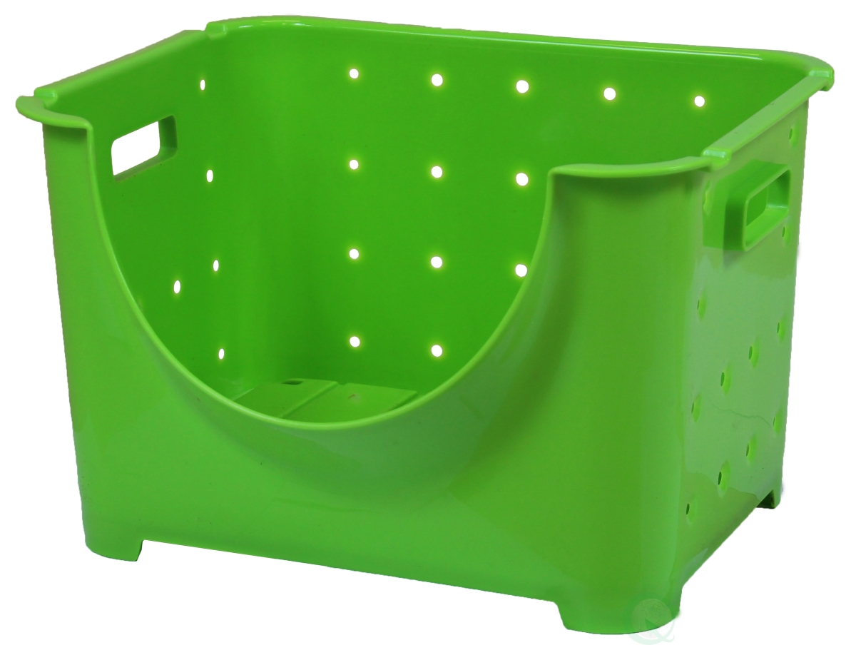 Stackable Plastic Storage Container with Stacking Bins, Green