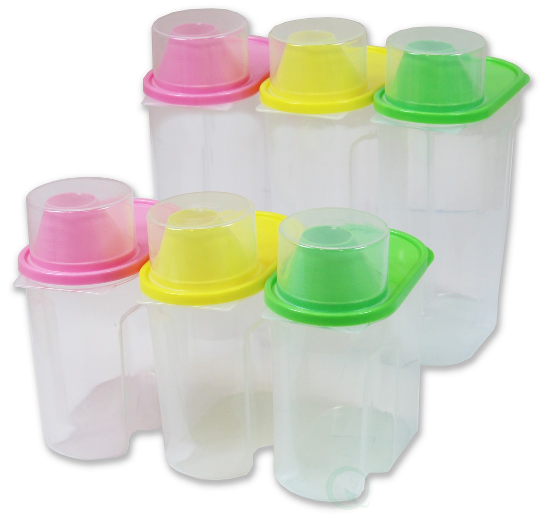 Picture of Basicwise QI003216.6 BPA-Free Plastic Food Saver-Kitchen Food Cereal Storage Containers with Graduated Cap&#44; 3 Large & 3 Small - Set of 6