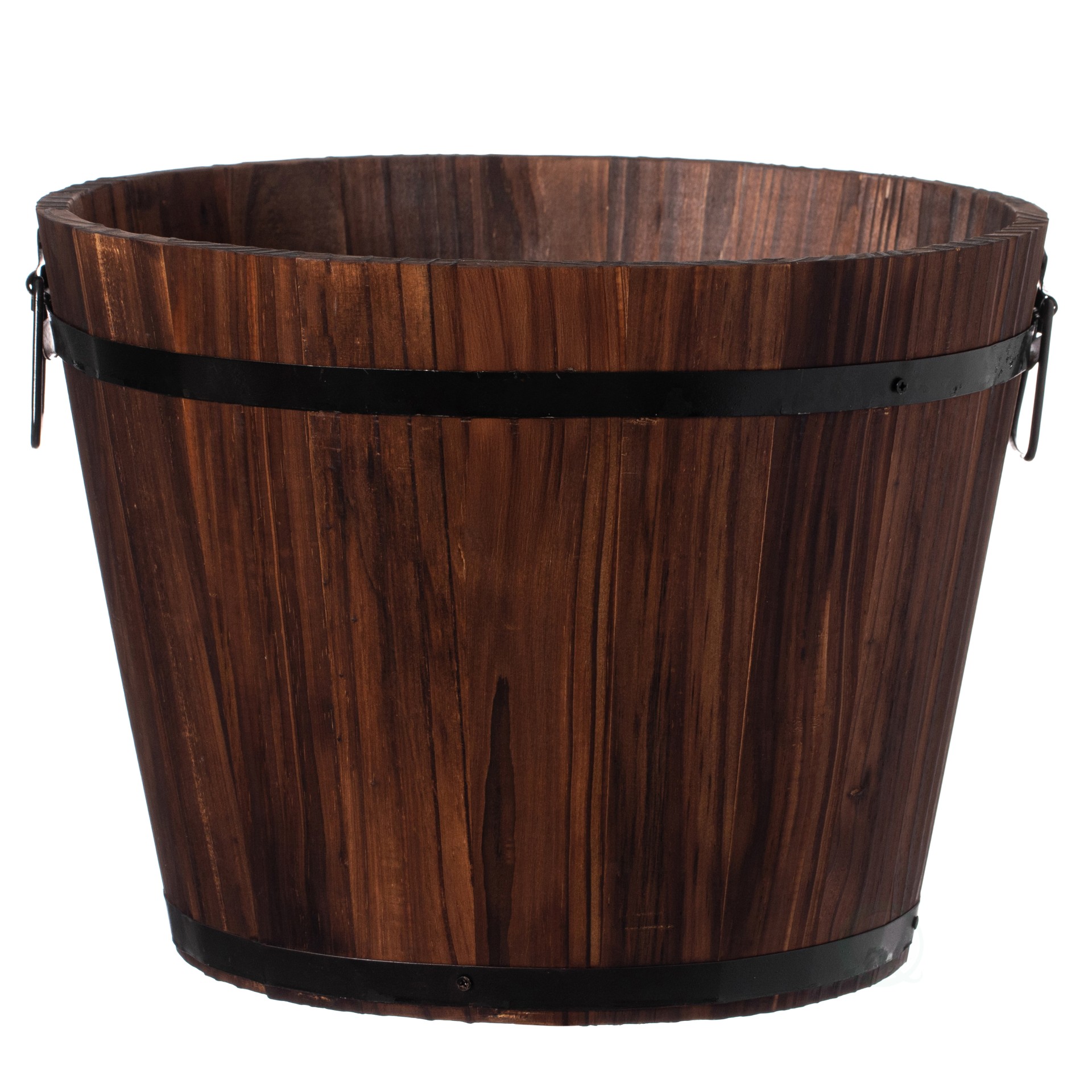 15 x 12 in. Wooden Whiskey Barrel Planter, Brown - Medium