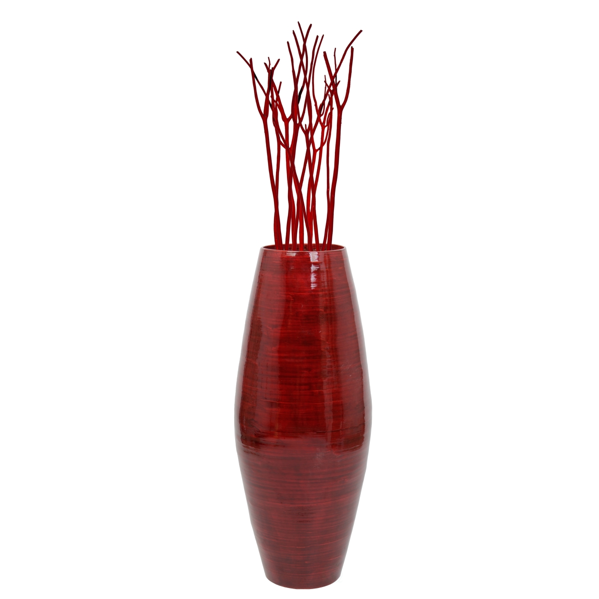 27 x 11.5 in. Dia. Tall Bamboo Floor Vase, Red