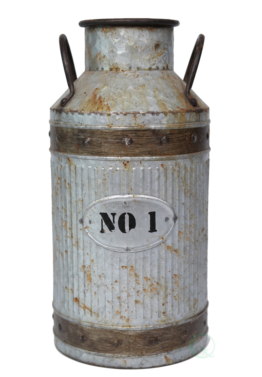 Picture of Vintiquewise QI003292.L 18.25 x 8.5 x 8.5 in. Galvanized Metal Rustic Milk Can, Brown - Large