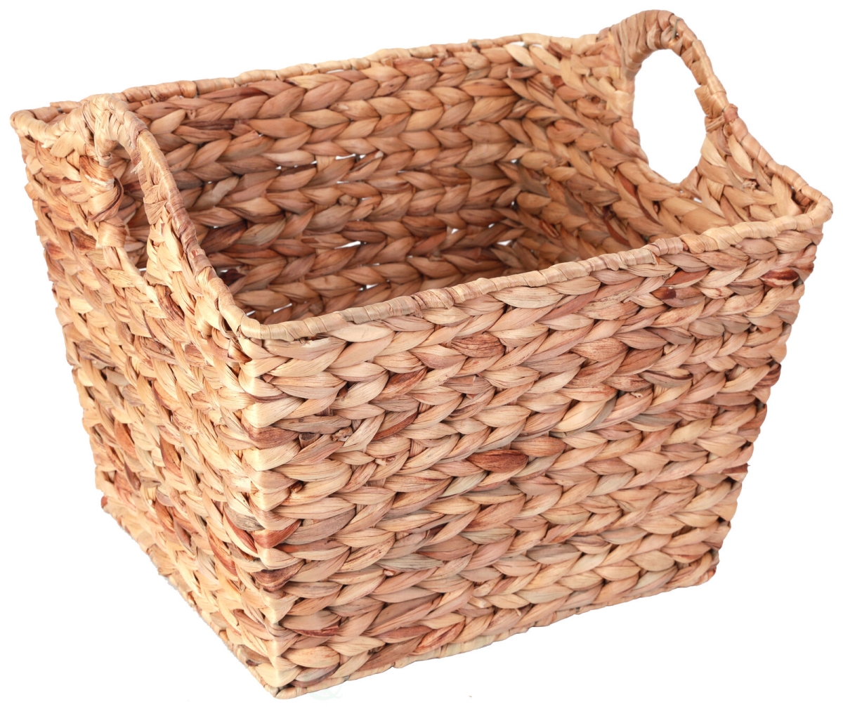 Picture of Vintiquewise QI003362.L 11.5 x 17 x 14 in. Water Hyacinth Rectangular Wicker Storage Baskets with Cutout Handles&#44; Brown - Large
