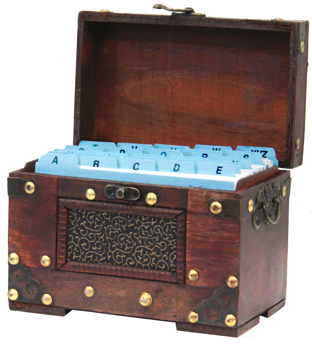Picture of Vintiquewise QI003389.L 5.5 x 7.25 x 4.5 in. Rustic Studded Index Recipe Card Box with Antiqued Latch
