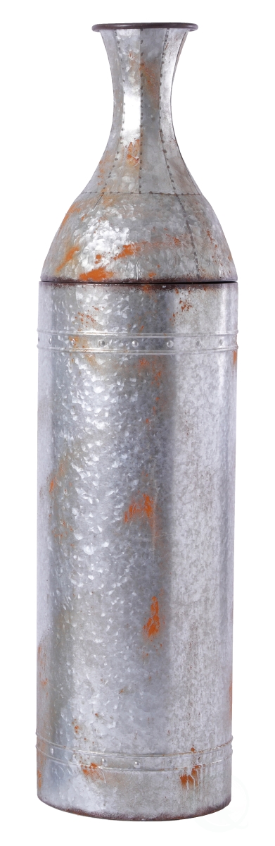 43 in. Rustic Farmhouse Style Galvanized Metal Floor Vase Decoration - Large