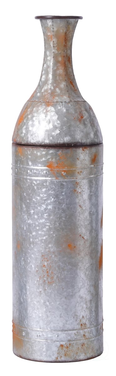 33 in. Rustic Farmhouse Style Galvanized Metal Floor Vase Decoration - Medium