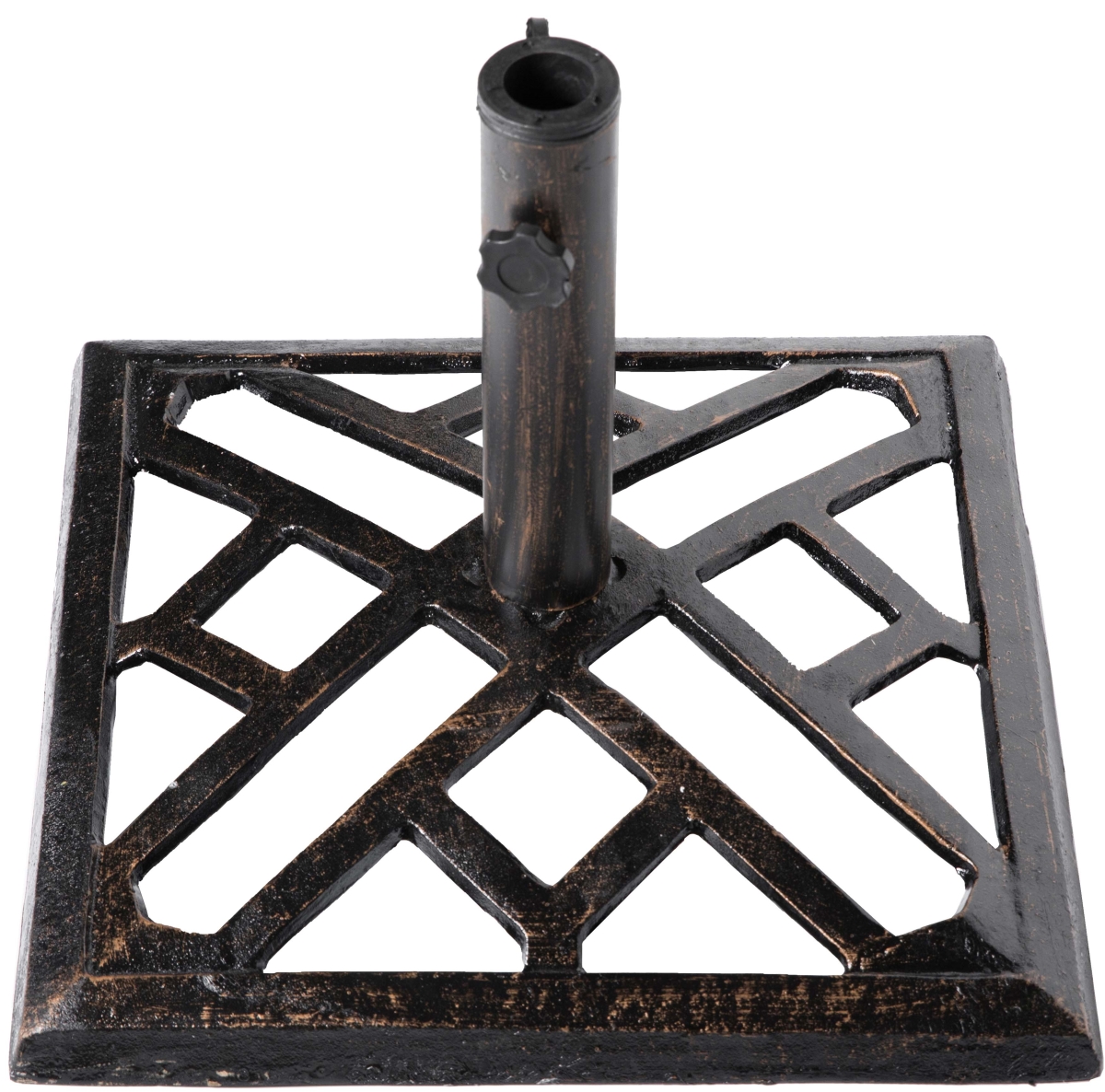 Picture of Gardenised QI003816 17.25 x 13 in. Square Cast Iron Umbrella Base Stand&#44; Bronze