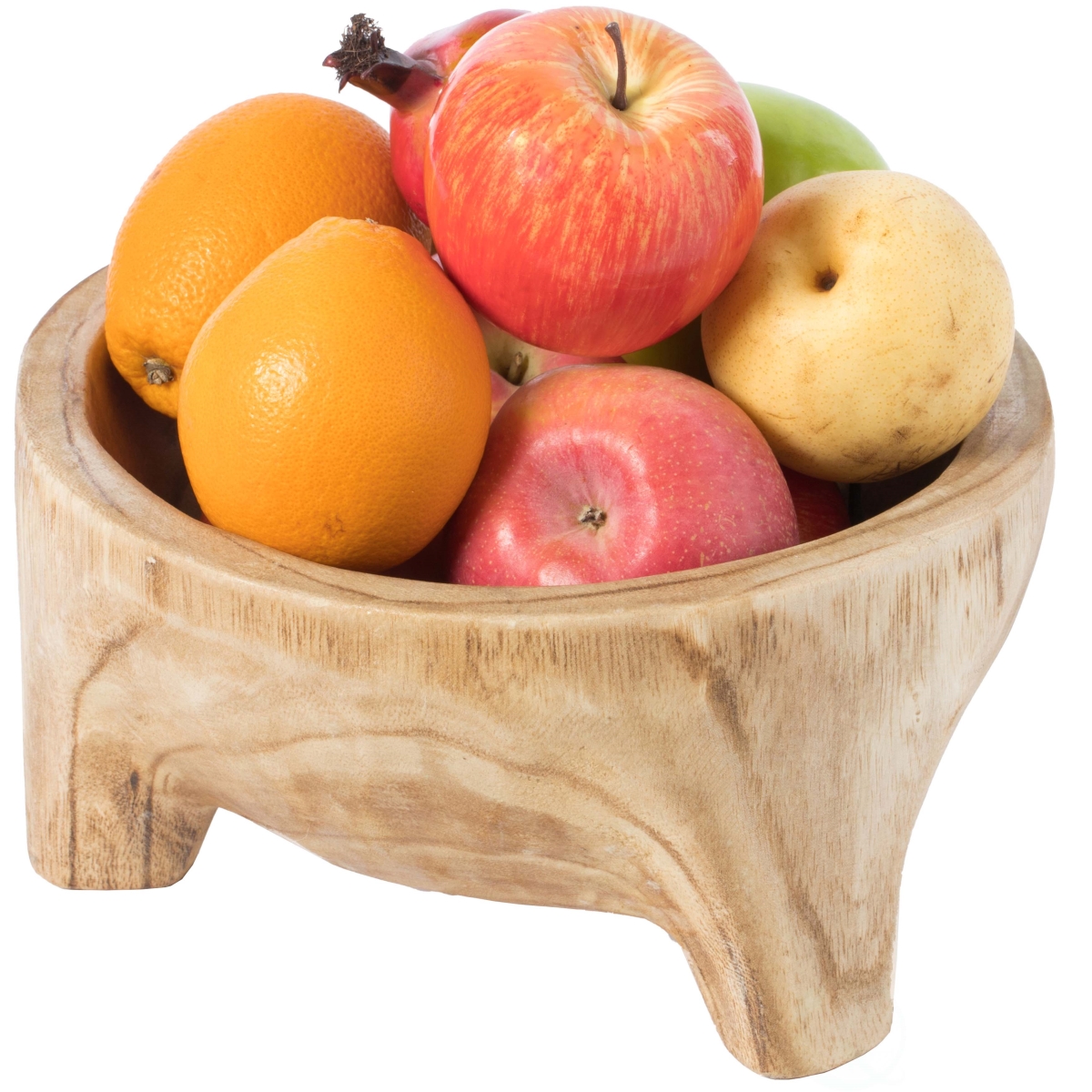 Picture of Vintiquewise QI003845 Burned Wood Carved Small Serving Fruit Bowl Bread Basket