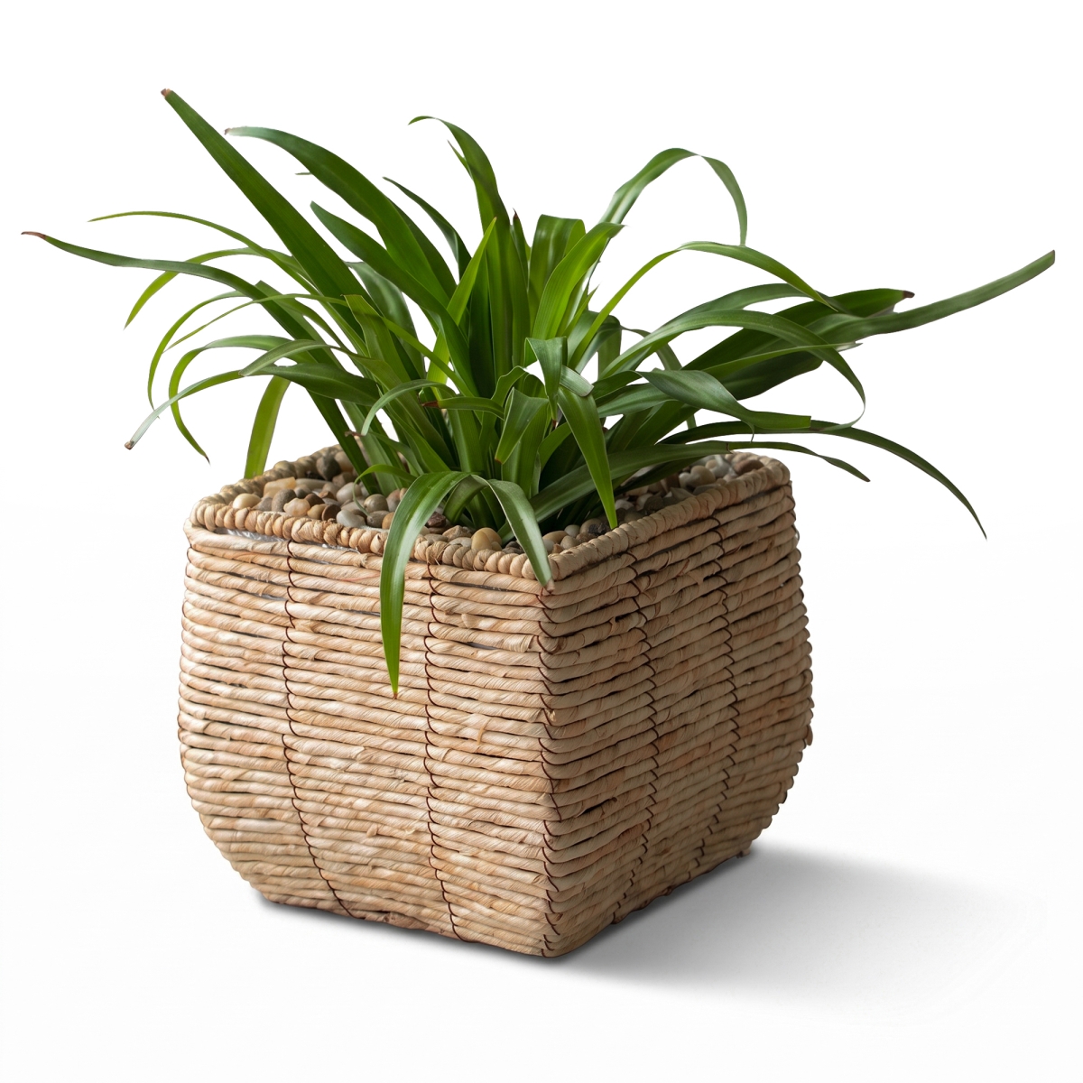 Woven Square Flower Pot Planter with Leak-Proof Plastic Lining - Medium