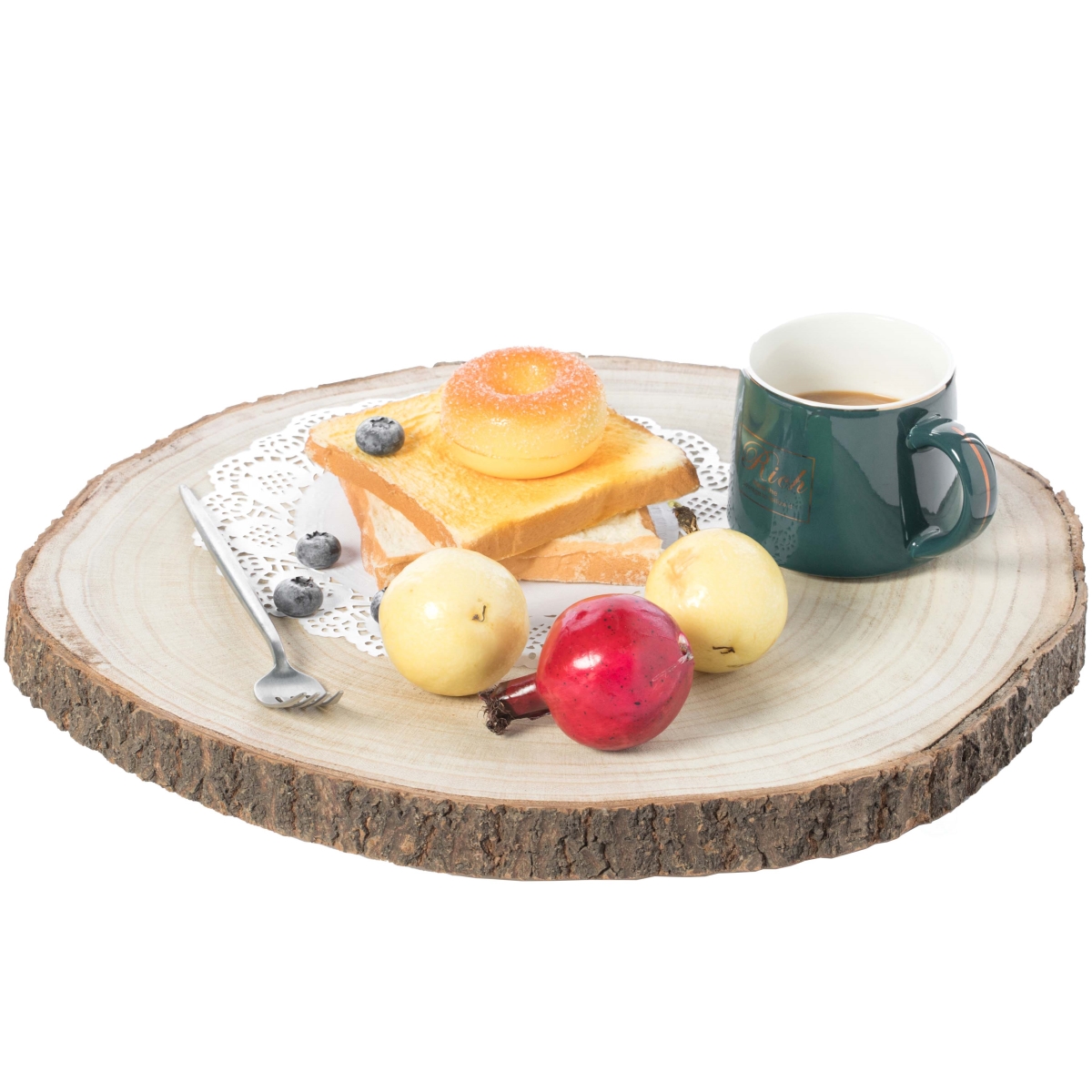 Barky Natural Wood Slabs Rustic Ornament Slice Tray Table Charger - Approximately 16 Inch Diameter