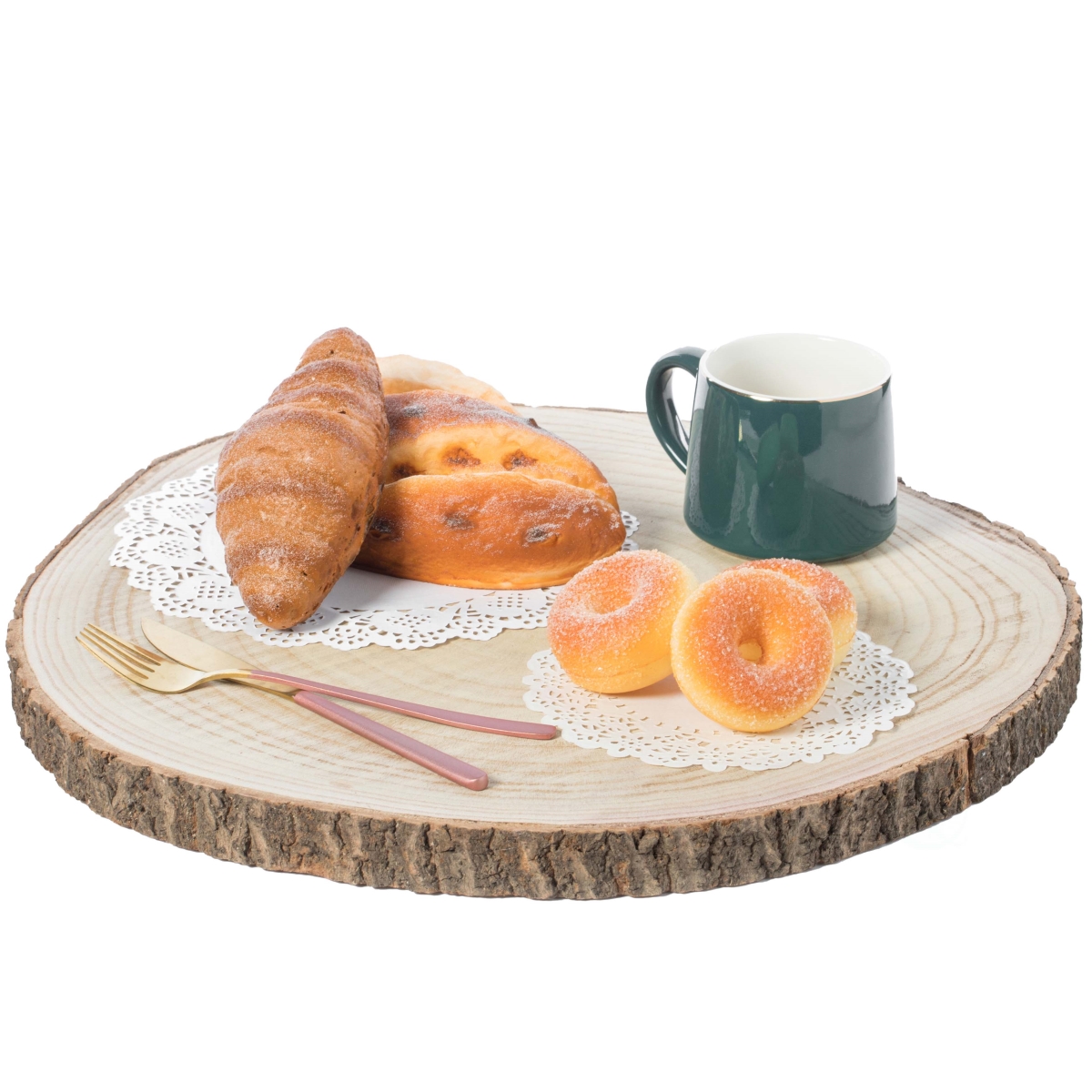 Picture of Vintiquewise QI003847-18 Barky Natural Wood Slabs Rustic Ornament Slice Tray Table Charger - Approximately 18 Inch Diameter