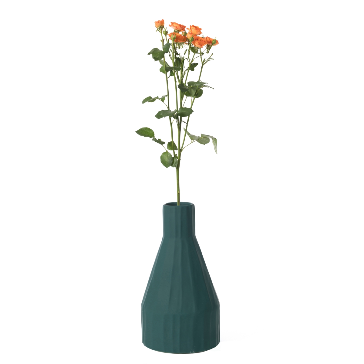 QI004055.DGN 5 x 10 in. Cylindrical Decorative Ceramic Sculpture Channeled Centerpiece Table Vase, Dark Teal, Blue & Green