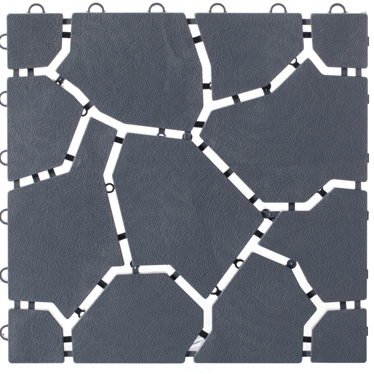 0.50 x 11 x 11 in. Garden Path Track Interlocking Stone Look Design Pathway Tile Floor Paver, Gray - Pack of 4