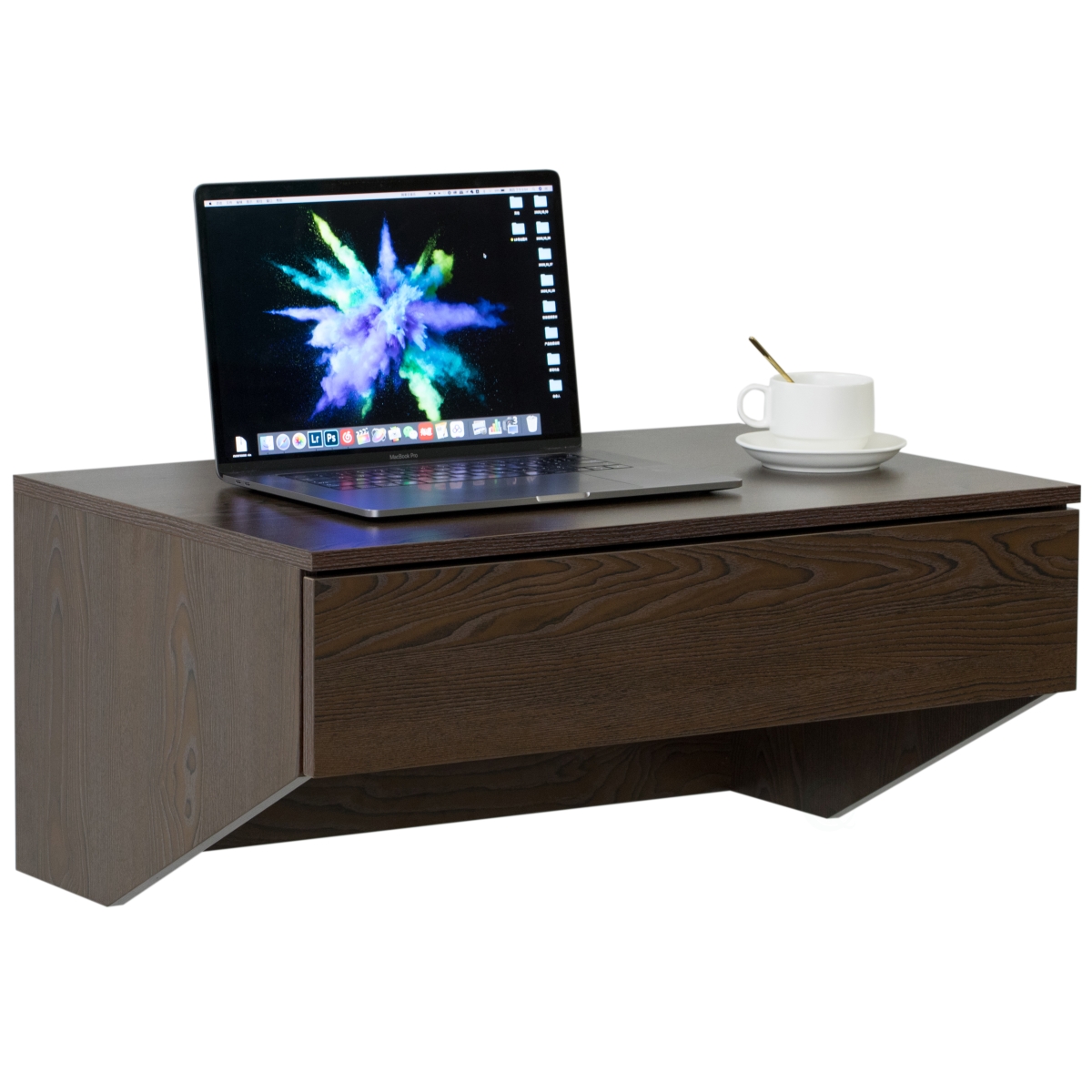 Picture of Basicwise QI003902.BN 13 x 28.5 x 19.25 in. Wall Mounted Office Computer Desk with Drawer&#44; Brown - Rectangle