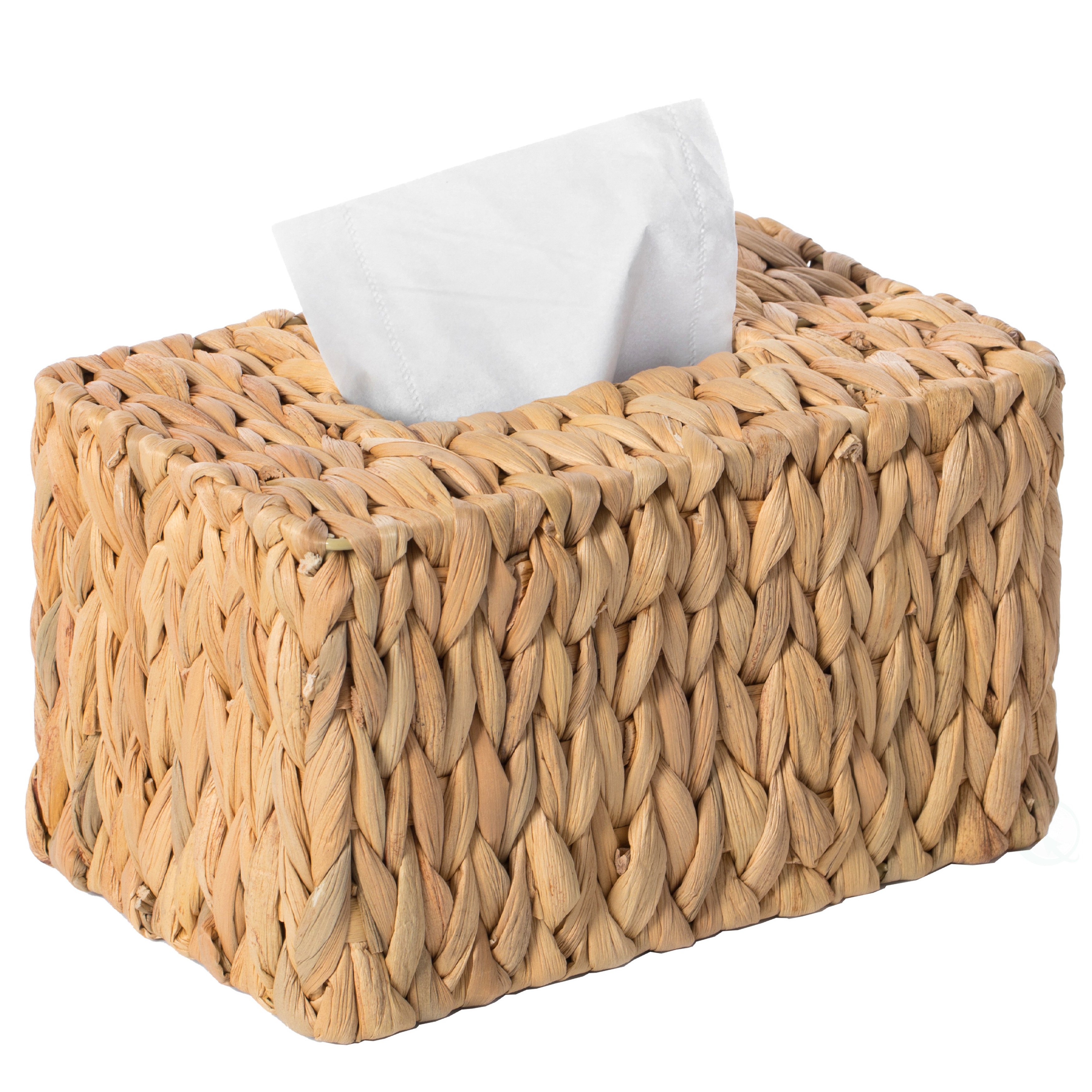 4 x 10 x 6 in. Water Hyacinth Wicker Rectangular Tissue Box Cover, Brown - Large