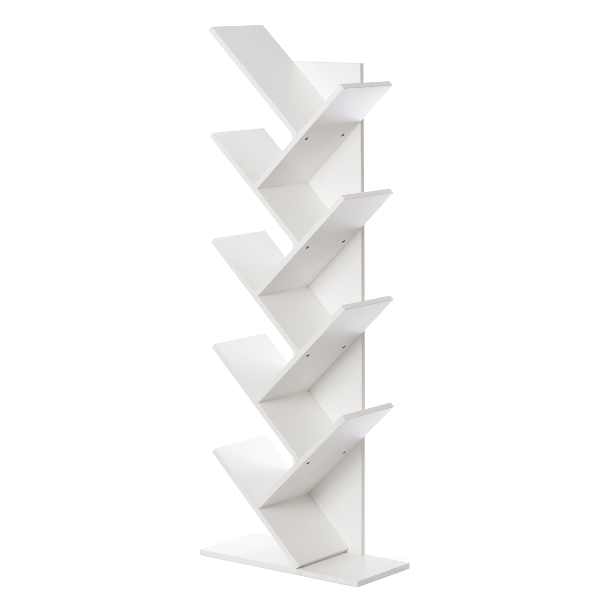 Picture of Basicwise QI003457.WT 55.5 x 19.75 x 9.25 in. Wooden 9-Shelf Tree Magazine CD Storage Bookcase&#44; White