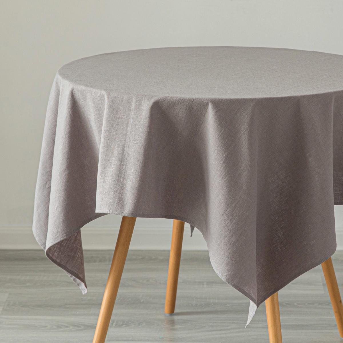 Picture of Deerlux QI003989.5278.GY 52 x 78 in. 100 Percent Pure Linen Solid Color Washable Tablecloth, Gray - Rectangle
