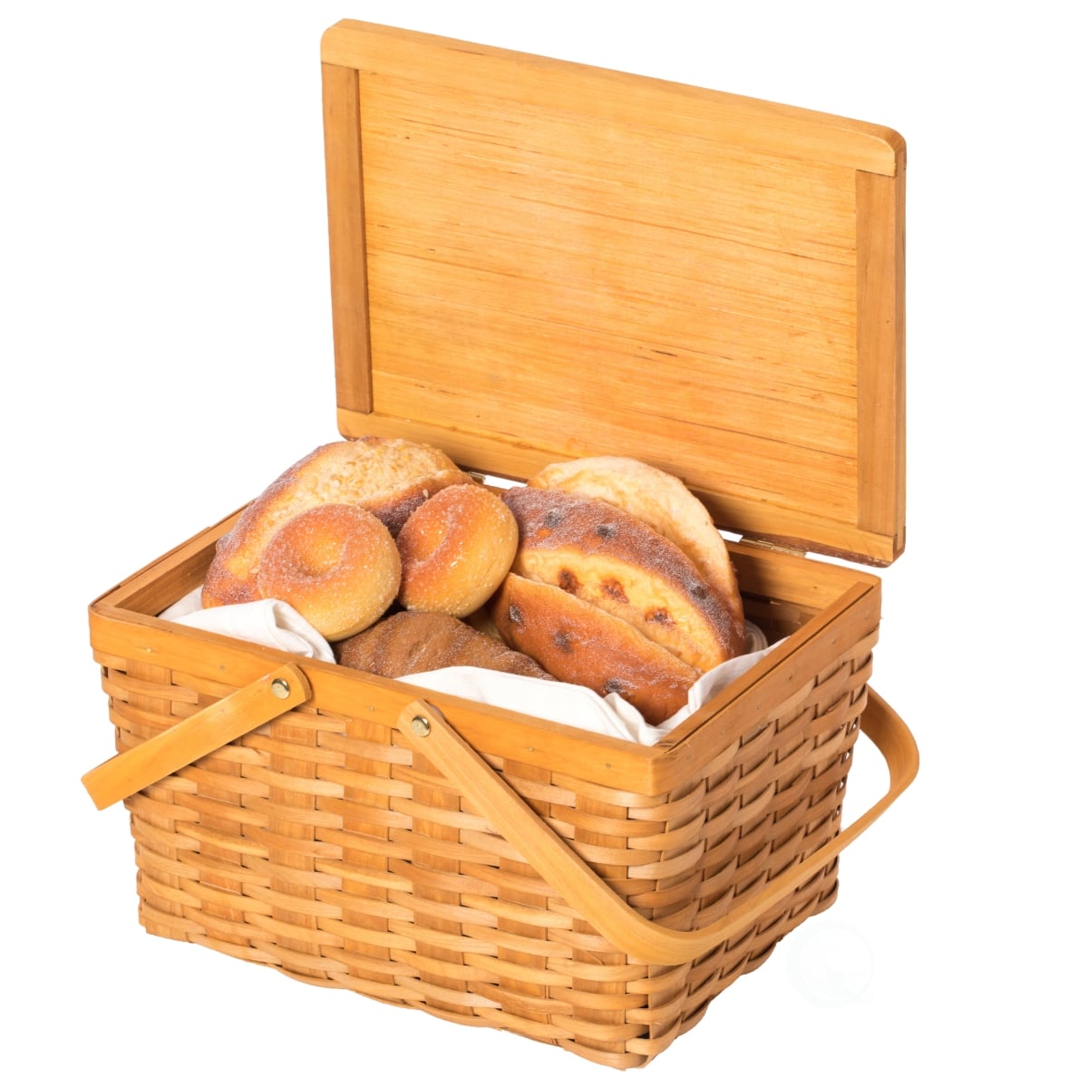 Picture of Vintiquewise QI004013.S 7.5 x 12.5 x 9.5 in. Woodchip Picnic Storage Basket with Cover & Movable Handles, Brown - Small