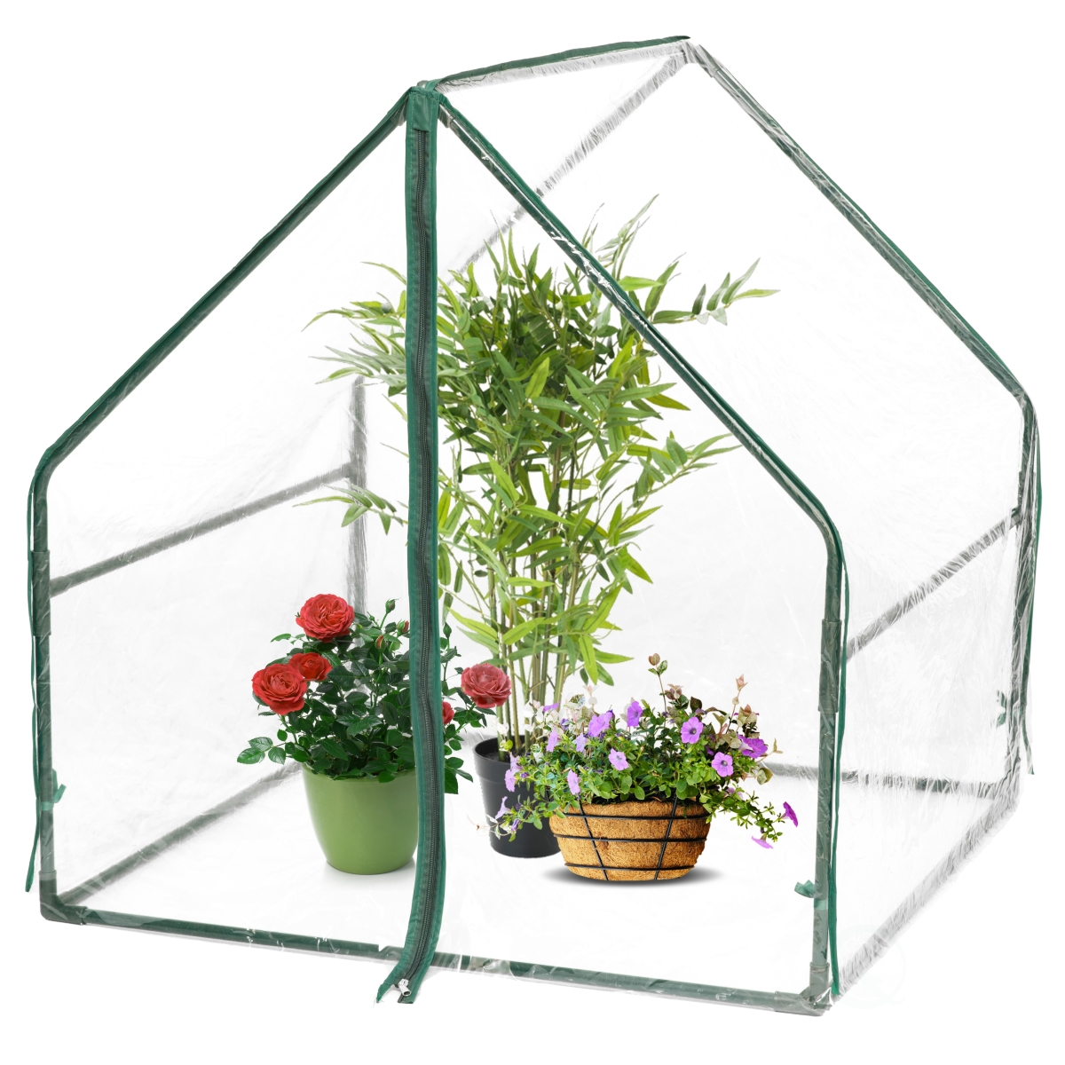 Picture of Gardenised QI004029.S 36.25 x 36.25 x 36.25 in. Outdoor Waterproof Portable Plant Greenhouse with 2 Clear Zippered Windows, Green - Small