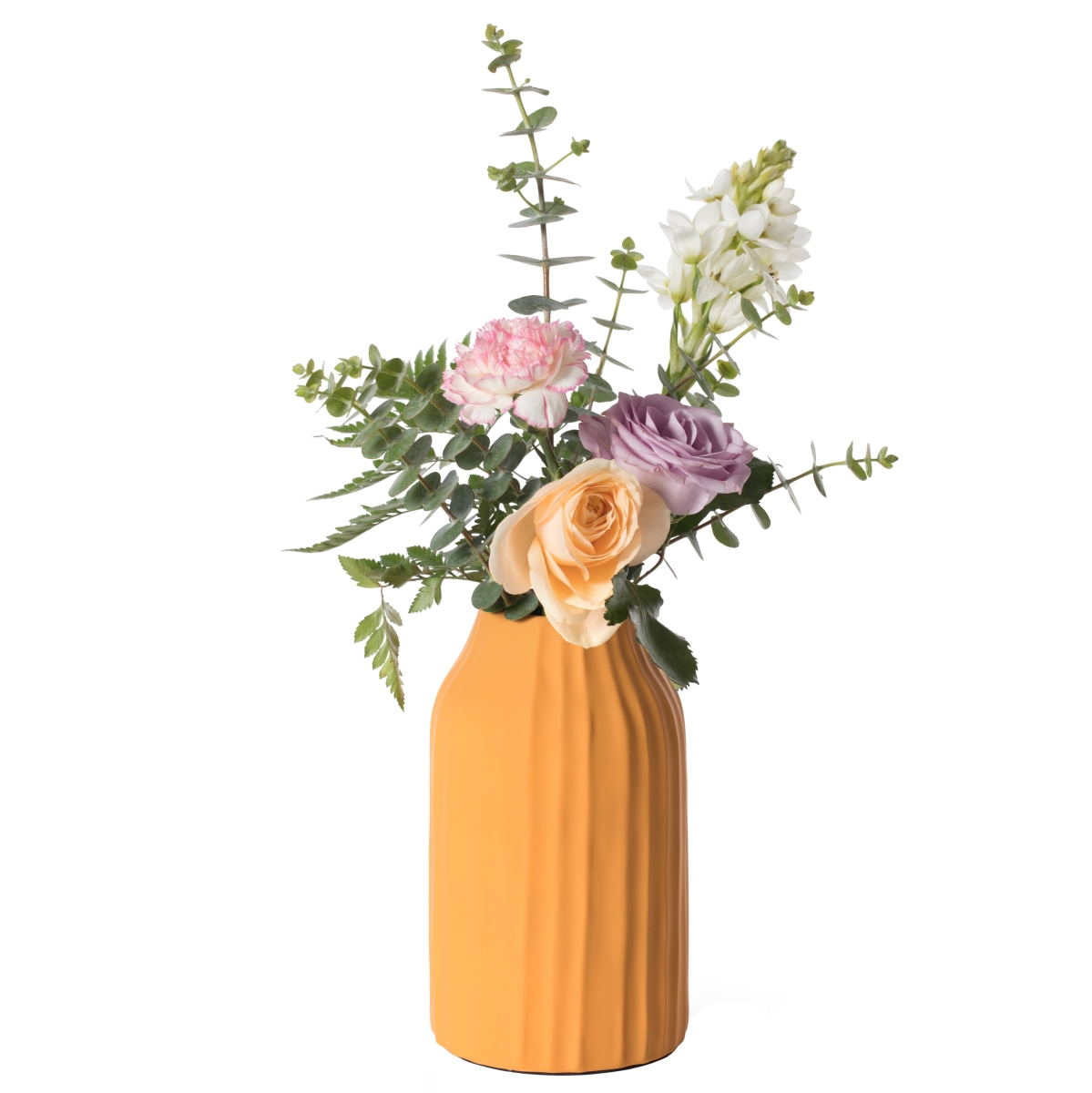 Picture of Fabulaxe QI004055.MD 4.5 x 8 in. Round Decorative Ceramic Sculpture Channeled Centerpiece Table Vase, Yellow