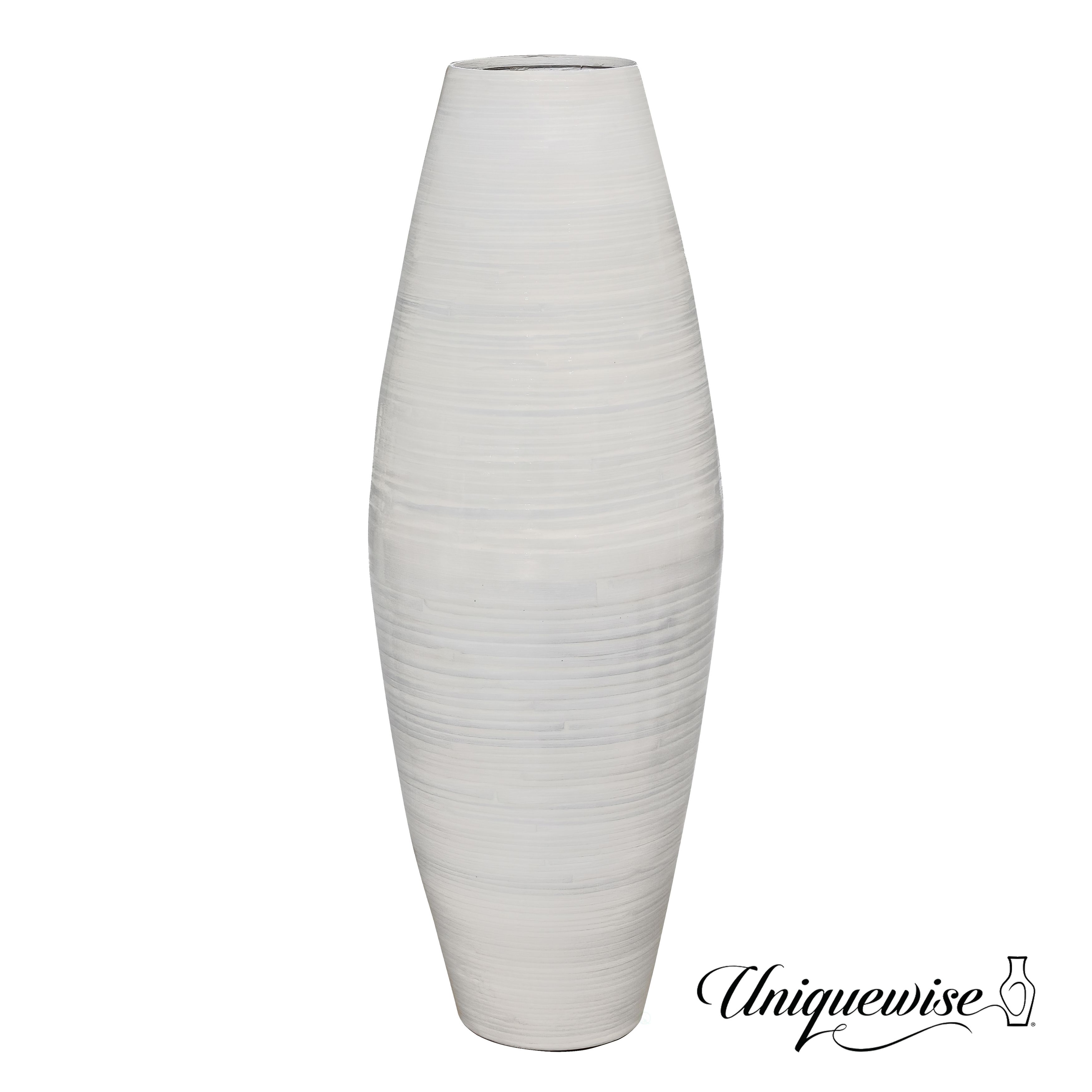 27.5 x 11 in. Tall Bamboo Floor Vase, White