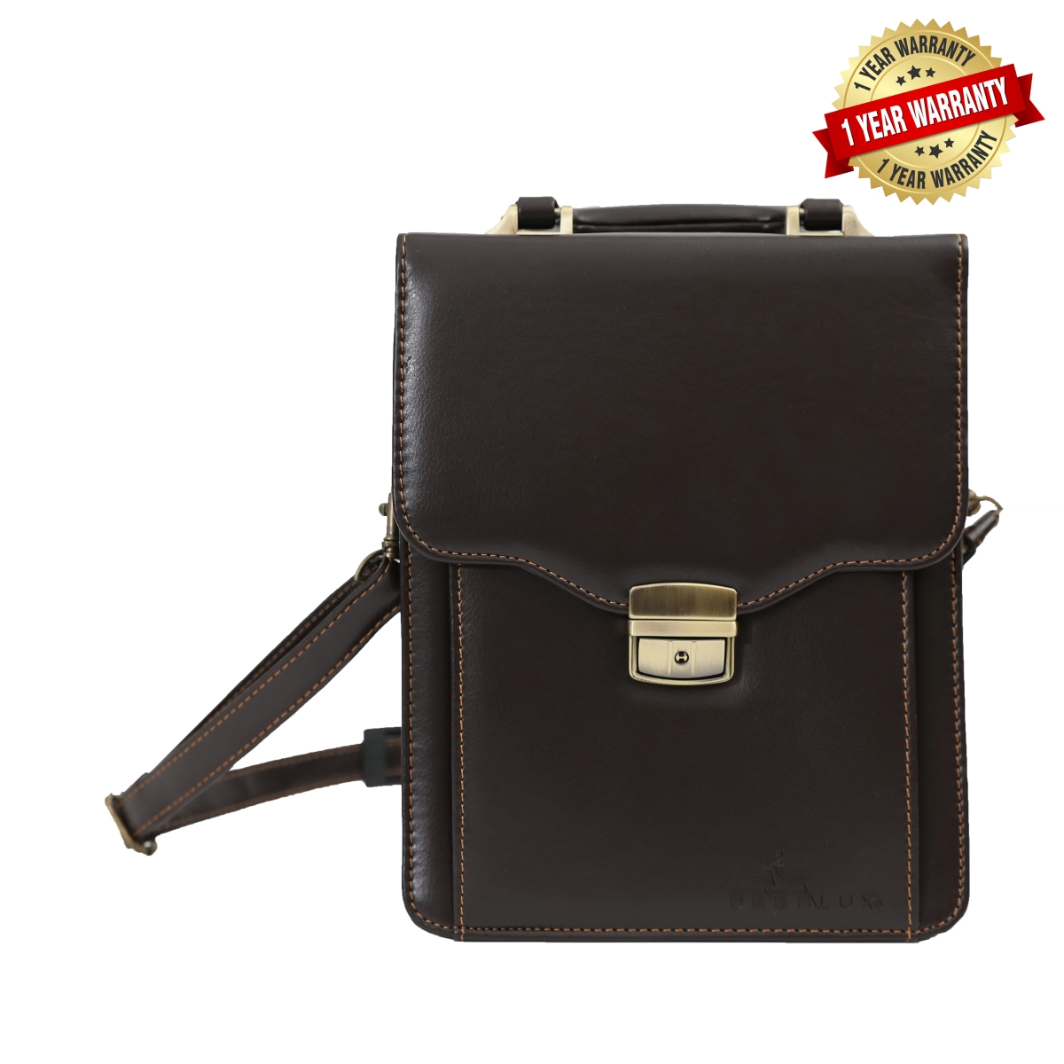 Picture of Deerlux QI003303 9 x 11 x 0.1 in. Leather Messenger Business Briefcase Tablet Bag, Brown - Small