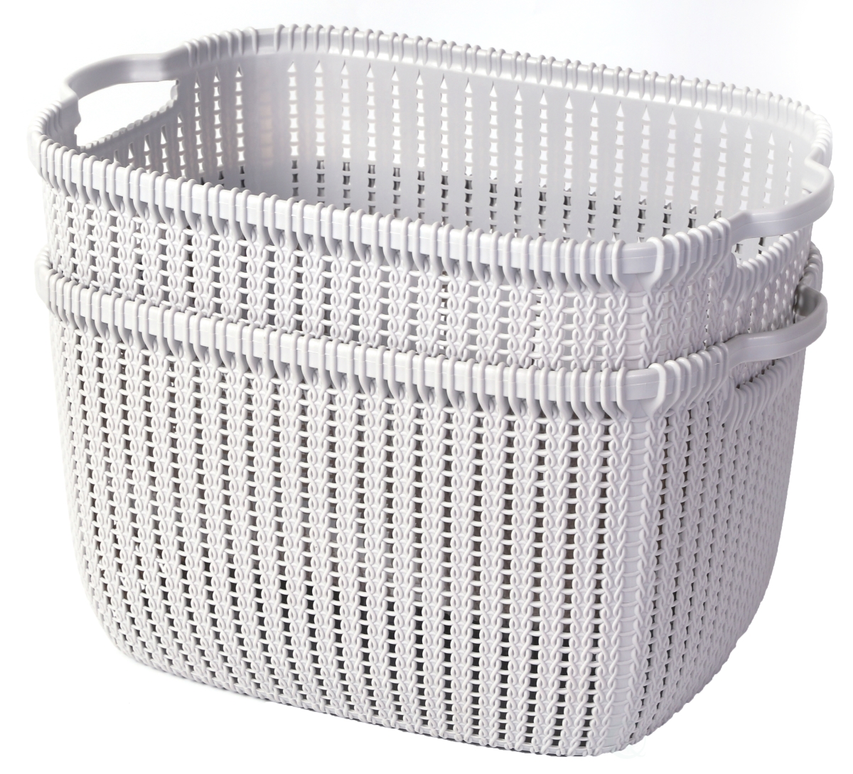 Picture of Basicwise QI003399.2 8.5 x 16 x 11 in. Plastic Wicker Basket&#44; Grey - Large - Set of 2