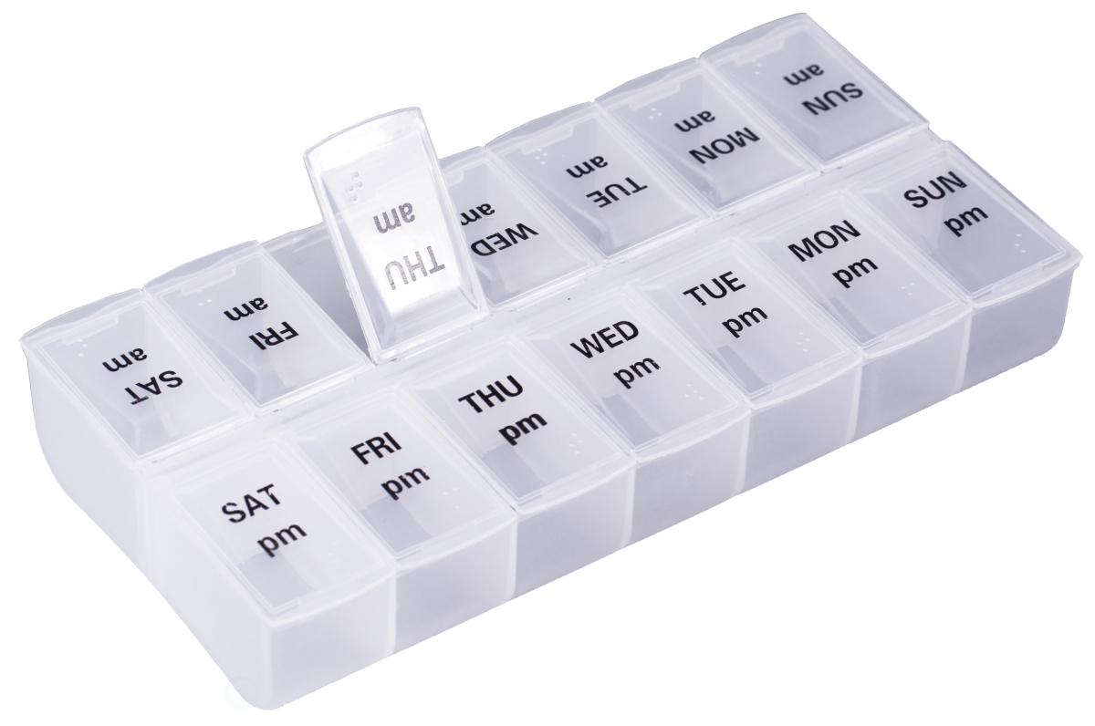 Picture of Basicwise QI003402 1.5 x 7.25 x 3.75 in. Twice Daily Plastic Pill Organizer, Clear