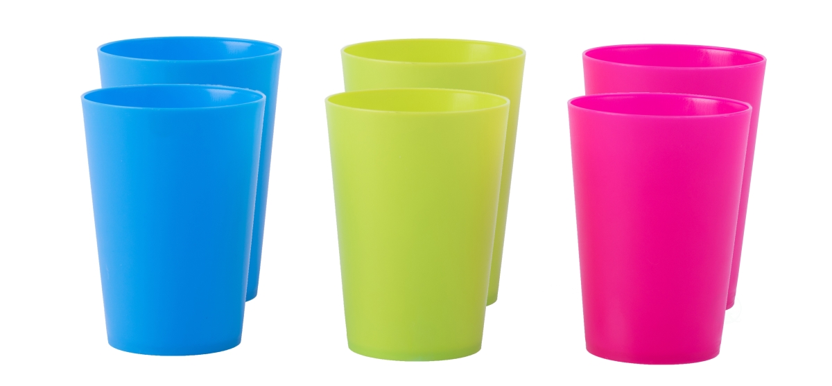 Picture of Basicwise QI003475.6 2.75 x 3.75 in. 7 oz Plastic Reusable Cups, Red, Green & Blue - Set of 6
