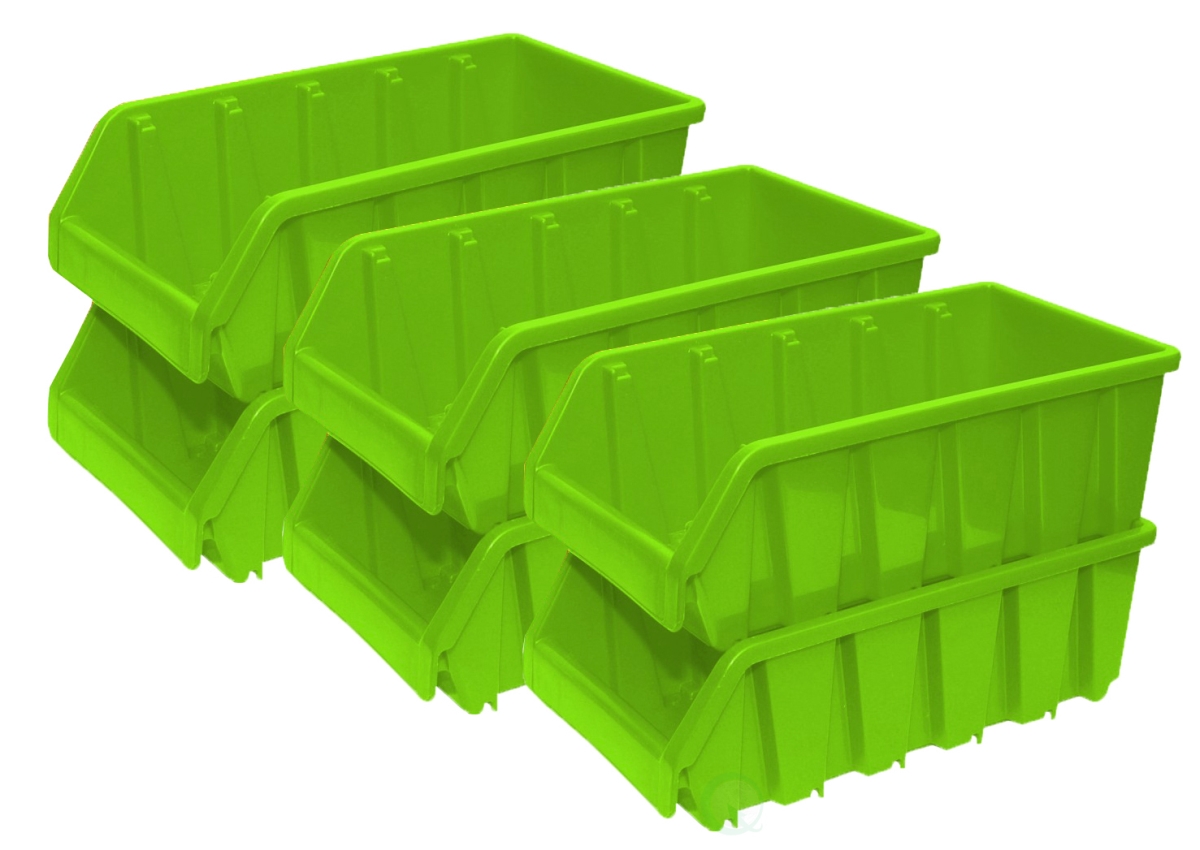 Picture of Basicwise QI003255G.3 Basicwise Plastic Storage Stacking Bins, Green (Pack of 6)
